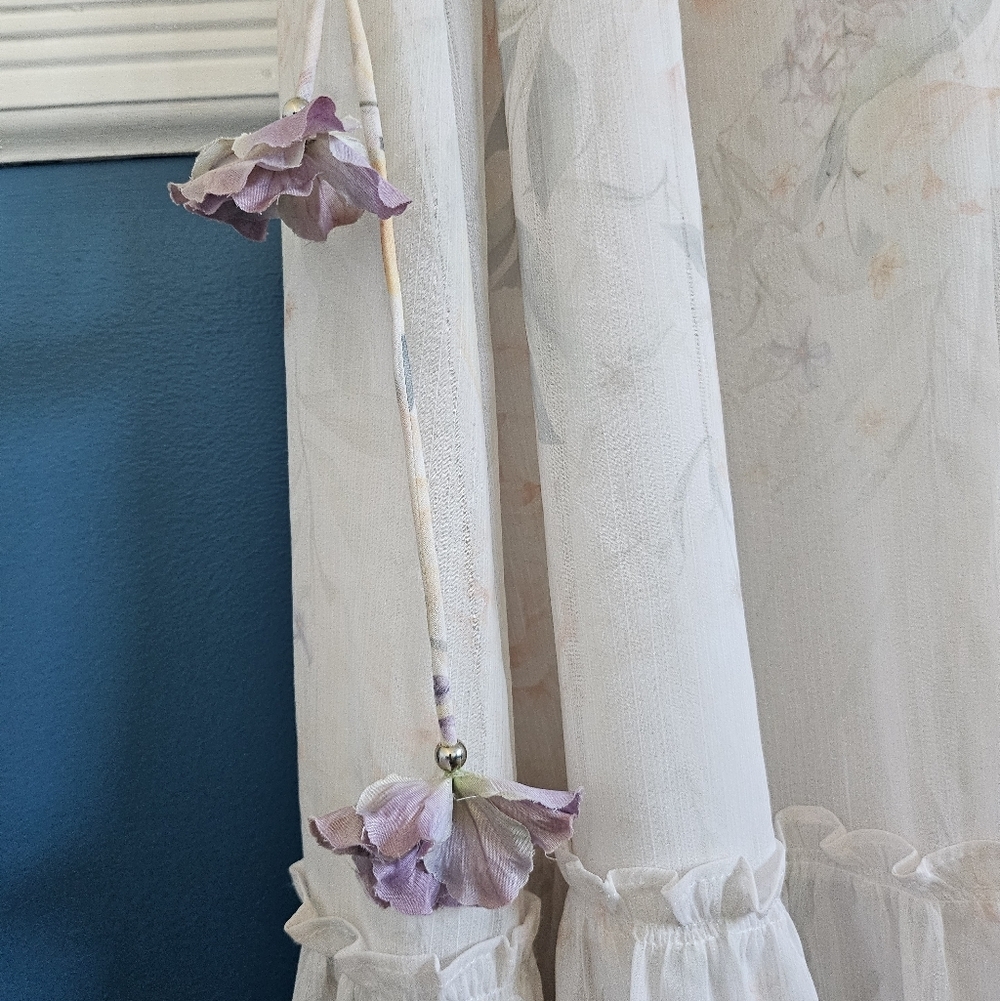 Joie Floral Ombré Maxi Dress XS Boho Tiered Chiffon Tie Neck Lined - Picture 9 of 16